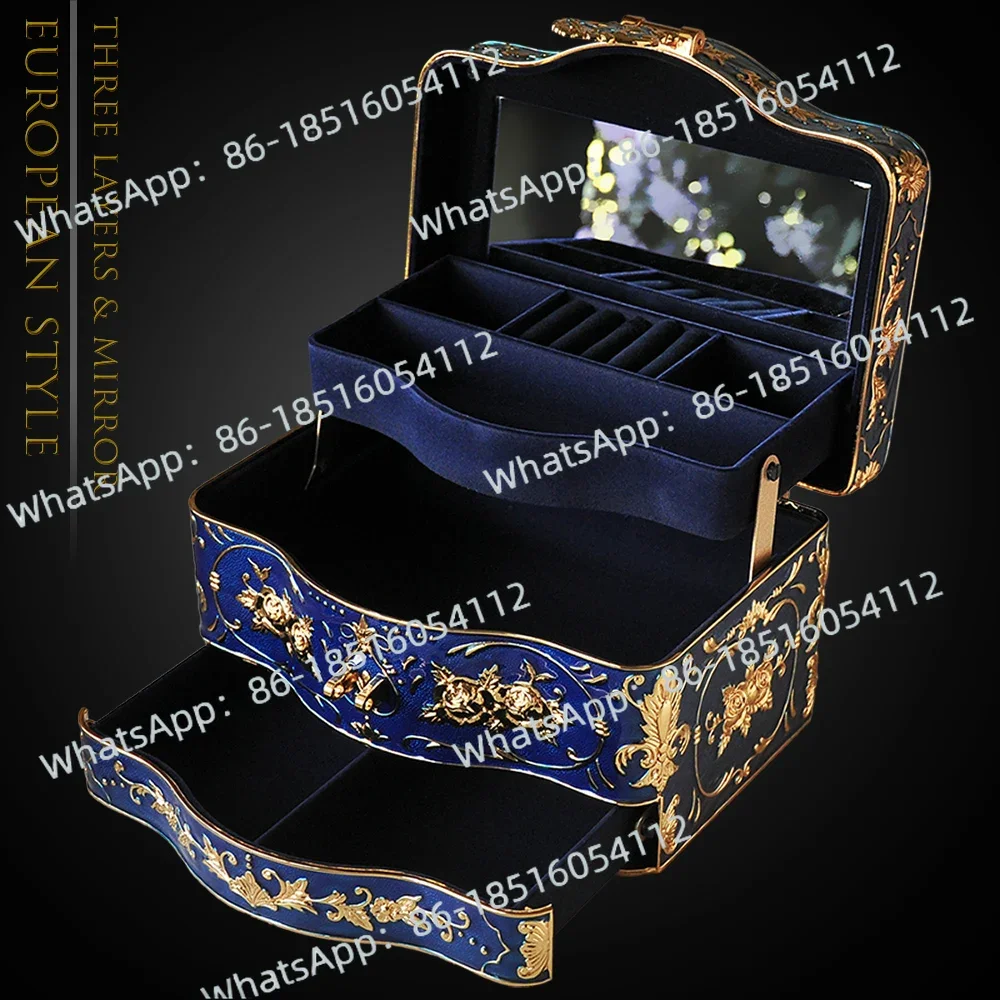 Three-layer European princess jewelry box with built-in mirror with lock large jewelry ring storage box
Three-layer European princess jewelry box with built-in mirror with lock large jewelry ring storage box