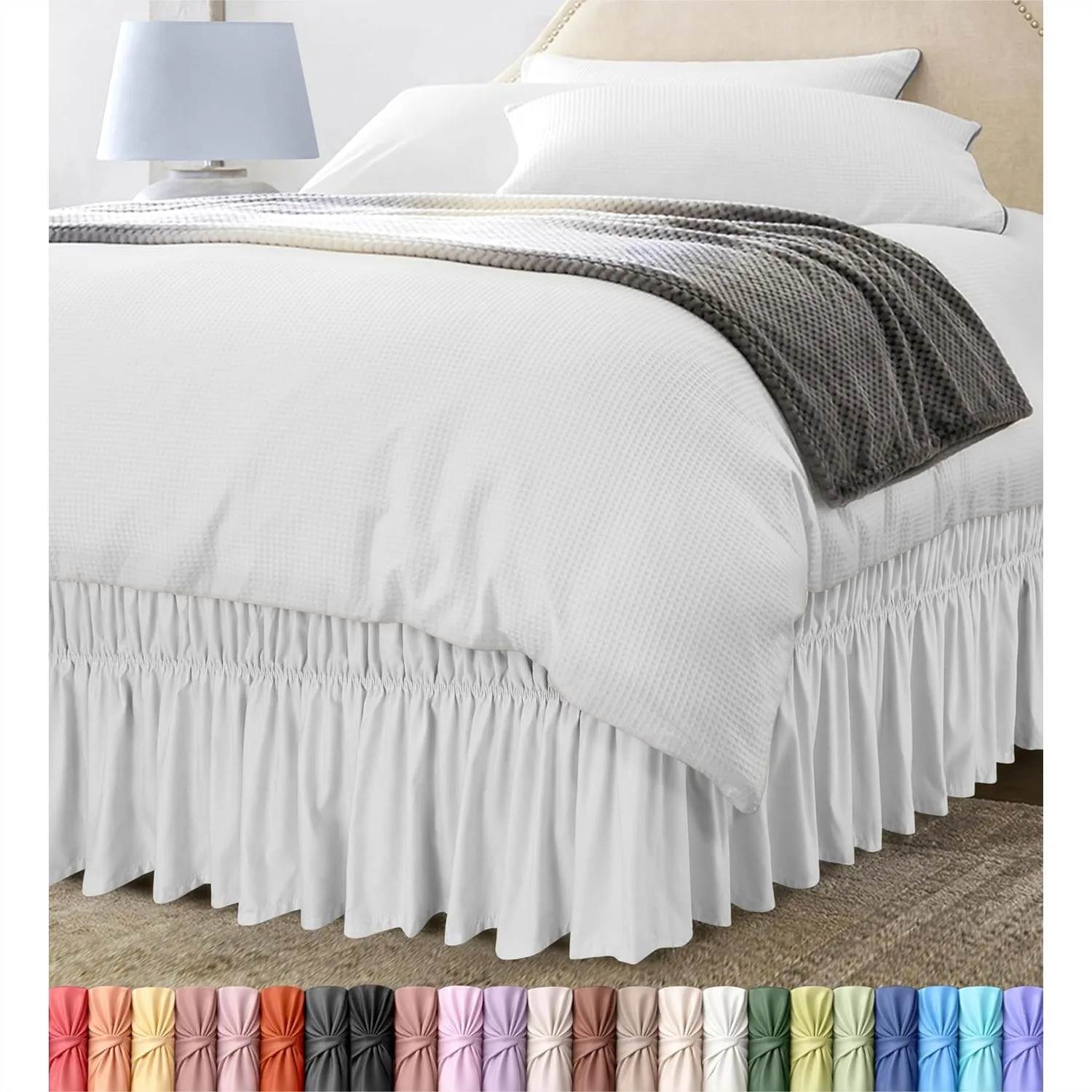 Wrap Around Ruffle Queen Bed Skirt with Adjustable Buckle & Elastic, 16 Inch Drop, Brushed Microfiber, Machine Washable, White
Wrap Around Ruffle Queen Bed Skirt with Adjustable Buckle & Elastic, 16 Inch Drop, Brushed Microfiber, Machine Washable, White