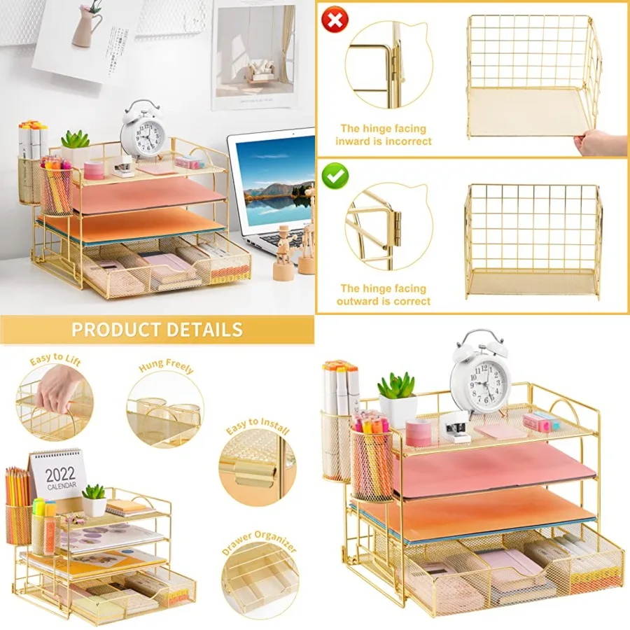 Paper Letter Tray Organizer with File Holder, Desk Accessories and Workspace Desk Organizers with Drawer and 2 Pen Holder for O
Paper Letter Tray Organizer with File Holder, Desk Accessories and Workspace Desk Organizers with Drawer and 2 Pen Holder for O