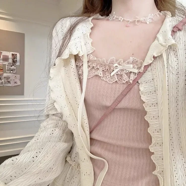Thin Long Sleeve Sun Protection Coat Women Sweet Simple O-neck Lace Up Cardigan Summer All-match Hollow Out Tops Mujer
Thin Long Sleeve Sun Protection Coat Women Sweet Simple O-neck Lace Up Cardigan Summer All-match Hollow Out Tops Mujer