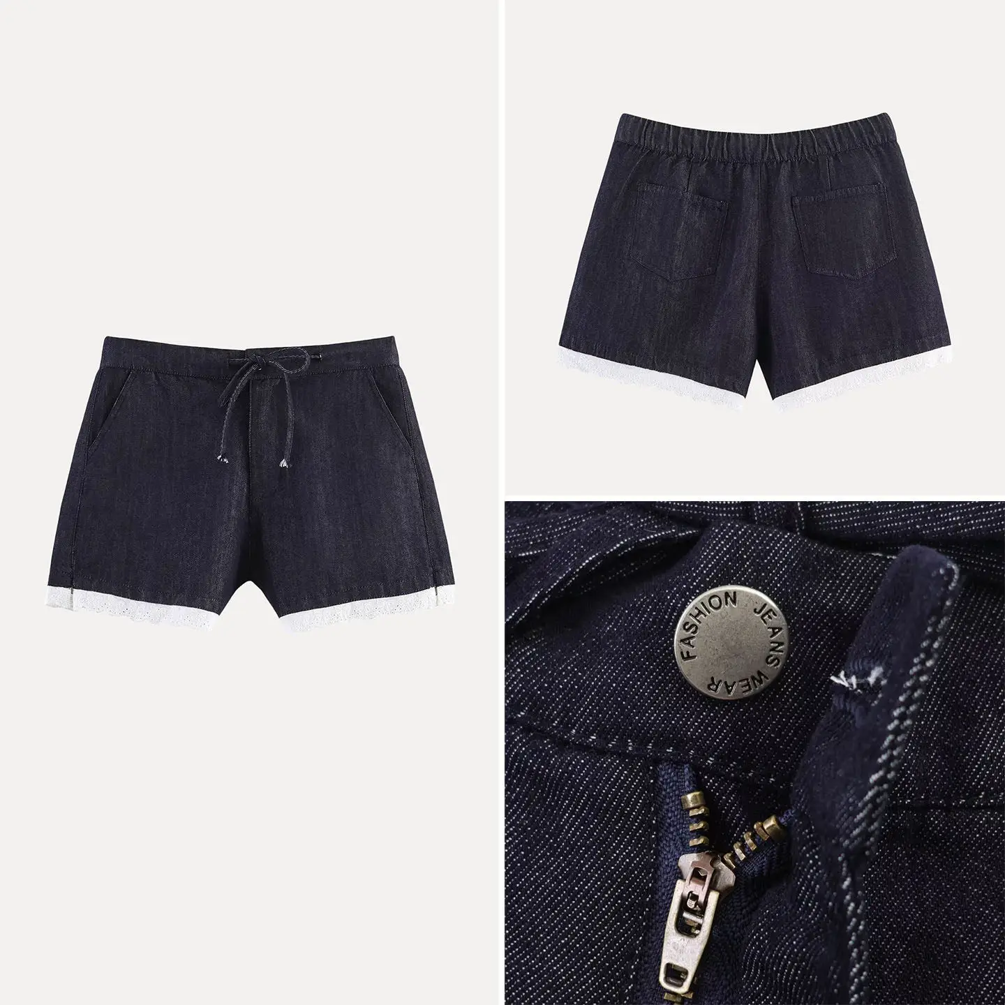 Fashionable Lace Trim Belted Denim Shorts for Women Straight Leg Natural Waist Summer 2026 Zadata Brand Other Material
Fashionable Lace Trim Belted Denim Shorts for Women Straight Leg Natural Waist Summer 2026 Zadata Brand Other Material