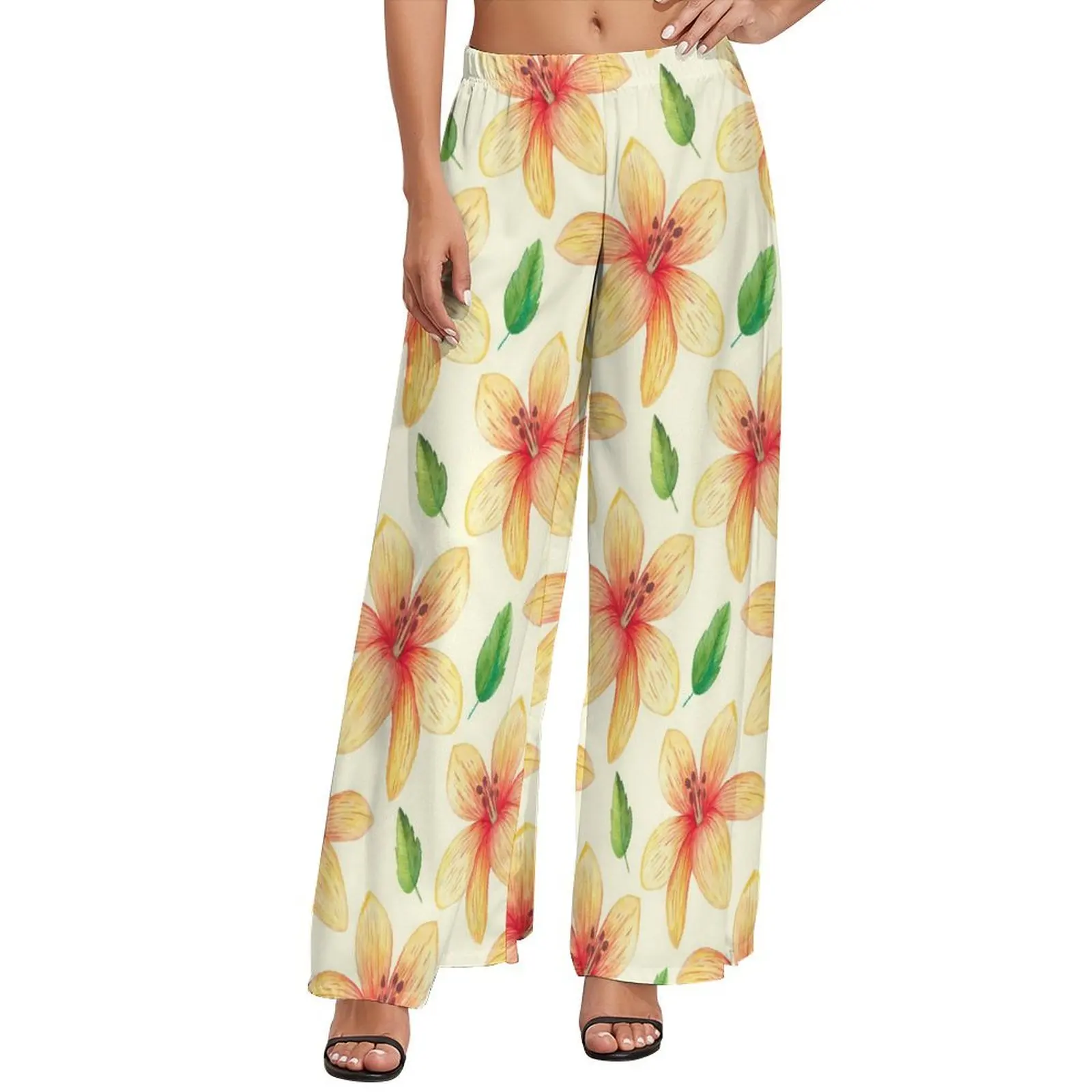 Lily Floral Print Pants Yellow Flowers Street Wear Straight Wide Pants High Waist Office Trousers Large Size
Lily Floral Print Pants Yellow Flowers Street Wear Straight Wide Pants High Waist Office Trousers Large Size