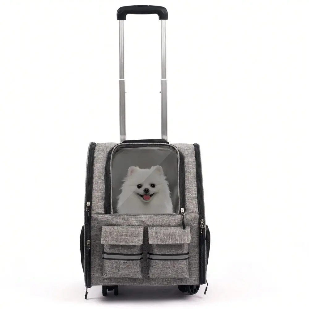 Trolley Pet Cat Bag Cat Carrier With Wheels, Airline Approved Pet Carrier With Telescopic Handle, Polyester Rolling Dog Cat Car
Trolley Pet Cat Bag Cat Carrier With Wheels, Airline Approved Pet Carrier With Telescopic Handle, Polyester Rolling Dog Cat Car
