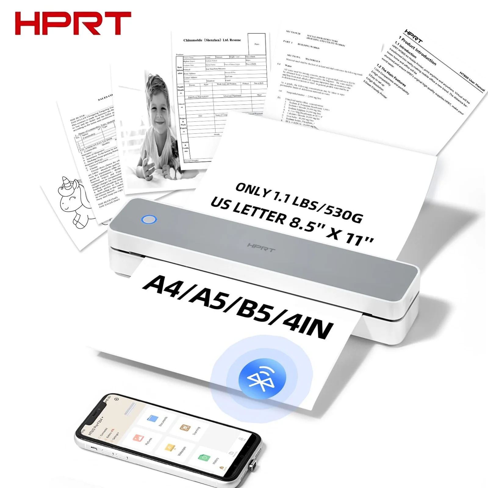 HPRT MT610 A4 Portable Printer Wireless Bluethooth Thermal Printer Support For 8.5"x11" US Letter Compatible with Android &iOS
HPRT MT610 A4 Portable Printer Wireless Bluethooth Thermal Printer Support For 8.5"x11" US Letter Compatible with Android &iOS