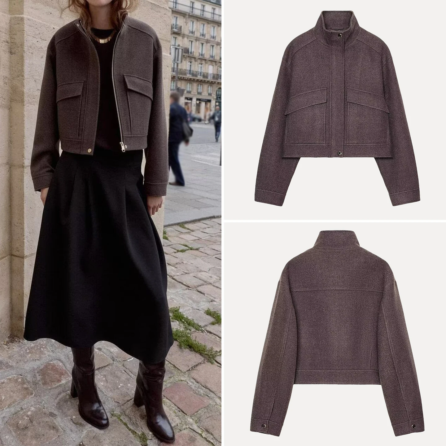 Z Women's Faion Soft Stand Collar Jaet Outerwear Personali Sle European Flavor ort Coat Zipper Sve Long
Z Women's Faion Soft Stand Collar Jaet Outerwear Personali Sle European Flavor ort Coat Zipper Sve Long