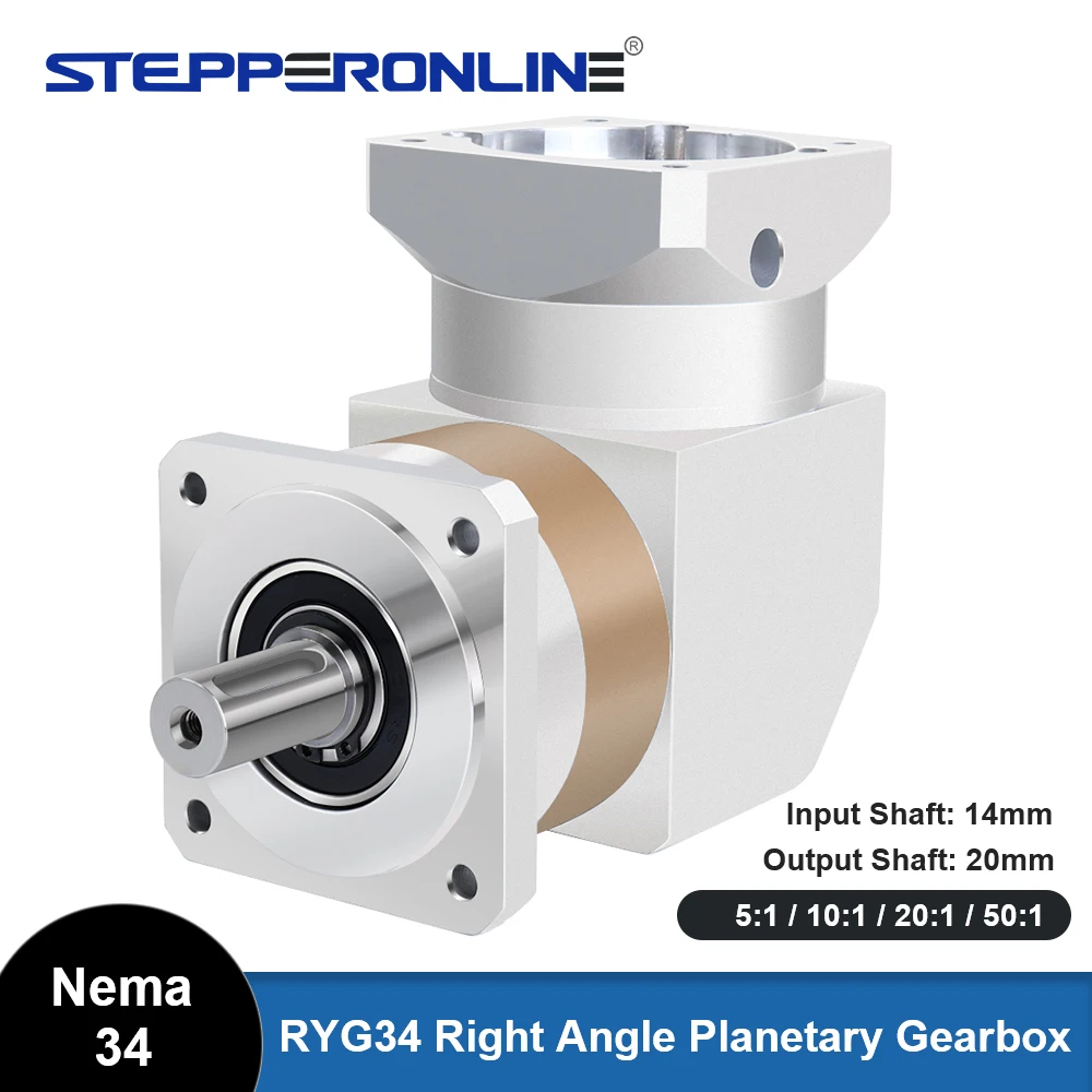STEPPERONLINE Nema 34 Ratio 5:1/10:1/20:1/50:1 Gearbox Motor Speed Reducer Right Angle 14mm Input for Nema34 Stepper Motor
STEPPERONLINE Nema 34 Ratio 5:1/10:1/20:1/50:1 Gearbox Motor Speed Reducer Right Angle 14mm Input for Nema34 Stepper Motor