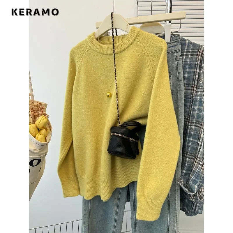 Women Fashion Vintage Solid Color Jumpers Knit Long Sleeve Casual Pullovers 2024 Winter Round Neck Pure Loose Female Sweater Top
Women Fashion Vintage Solid Color Jumpers Knit Long Sleeve Casual Pullovers 2024 Winter Round Neck Pure Loose Female Sweater Top