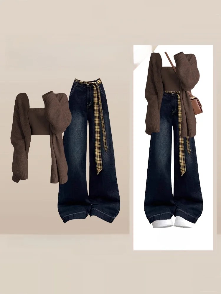 Winter 2026 New Gentle Lazy Knitted Sweater Vest Vintage Plaid Denim Pants Set Lightweight Maturity Casual Style Women's Fash...
Winter 2026 New Gentle Lazy Knitted Sweater Vest Vintage Plaid Denim Pants Set Lightweight Maturity Casual Style Women's Fash...