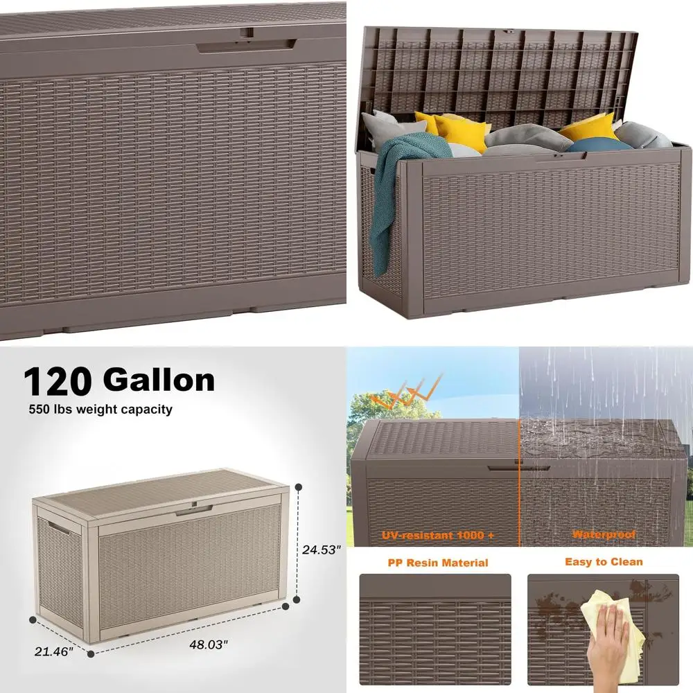 120 Gallon Lockable Outdoor Storage Box for Patio Furniture, Garden Tools, and Waterproof Storage - Grey
120 Gallon Lockable Outdoor Storage Box for Patio Furniture, Garden Tools, and Waterproof Storage - Grey