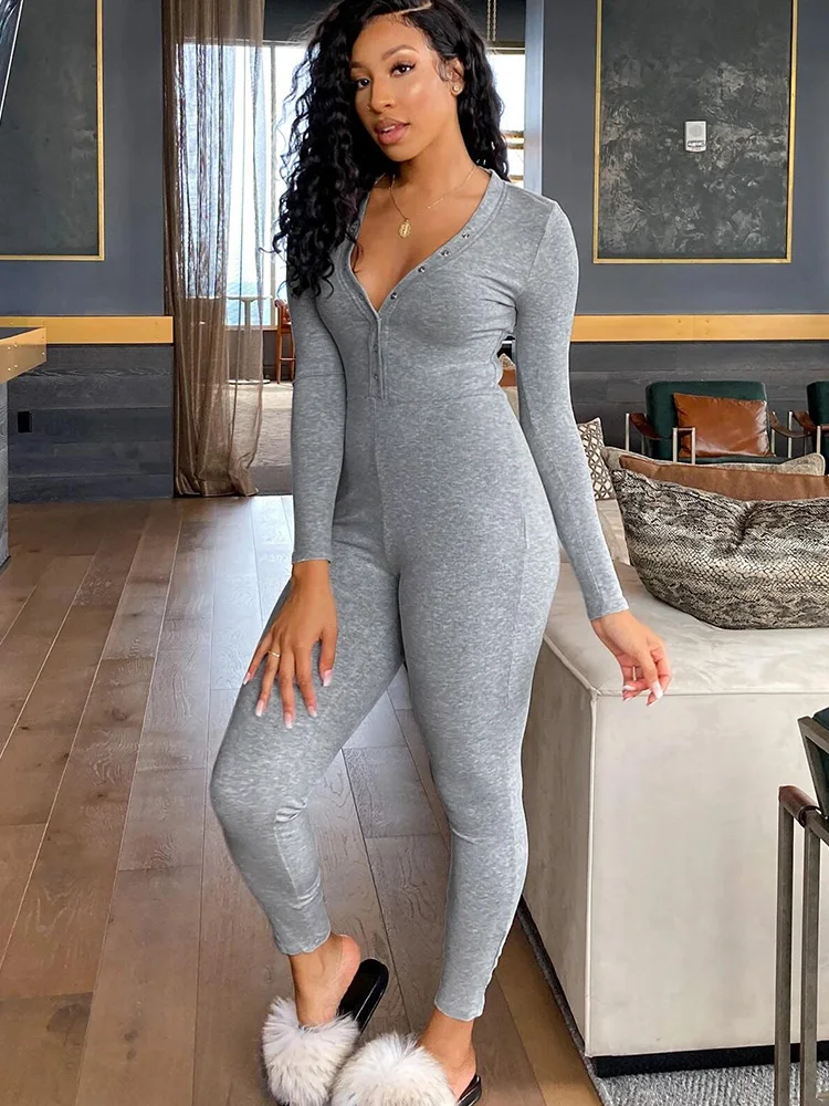 Casual Solid Sporty Jumpsuits for Women Long Sleeve Single Breasted Skinny Rompers Womens Jumpsuit One Piece Outfits Loungewear
Casual Solid Sporty Jumpsuits for Women Long Sleeve Single Breasted Skinny Rompers Womens Jumpsuit One Piece Outfits Loungewear