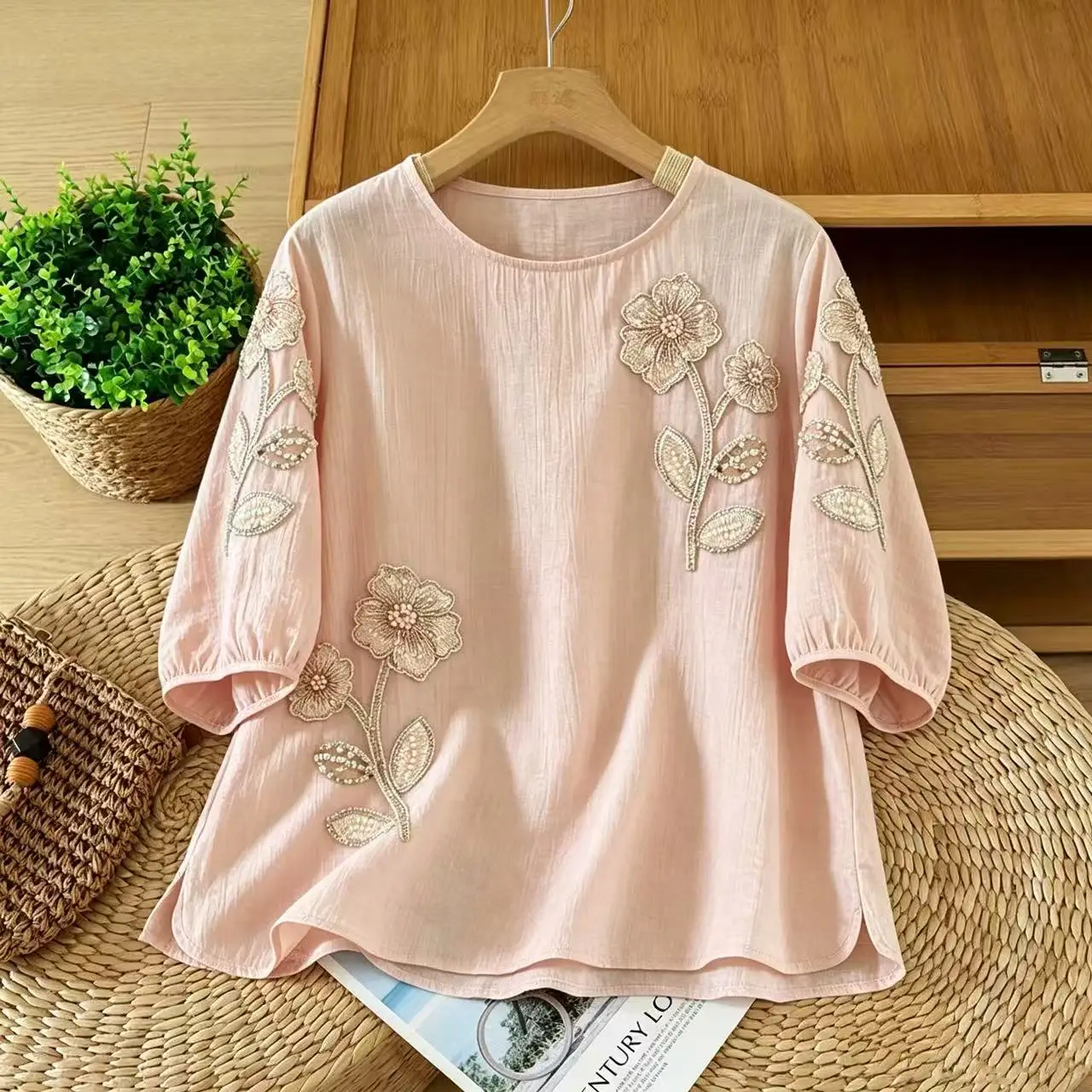 New 2026 Summer Korean Style Women's Loose Short Sleeve Embroidered T-Shirt Maternity Top Fashionable plus Size Base Shirt
New 2026 Summer Korean Style Women's Loose Short Sleeve Embroidered T-Shirt Maternity Top Fashionable plus Size Base Shirt