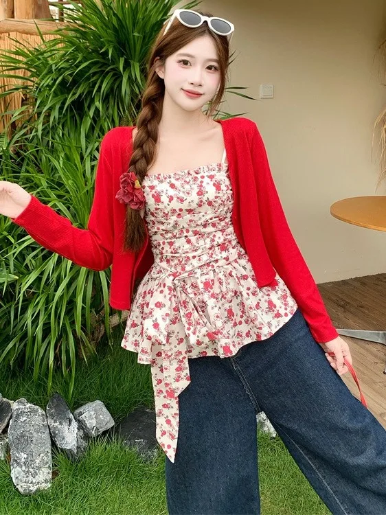plus Size Floral Print Knitted Cardigan Set Summer Slimming Two-Piece Ensemble Sleeveless Wrap Waist High Waist Straight Leg ...
plus Size Floral Print Knitted Cardigan Set Summer Slimming Two-Piece Ensemble Sleeveless Wrap Waist High Waist Straight Leg ...