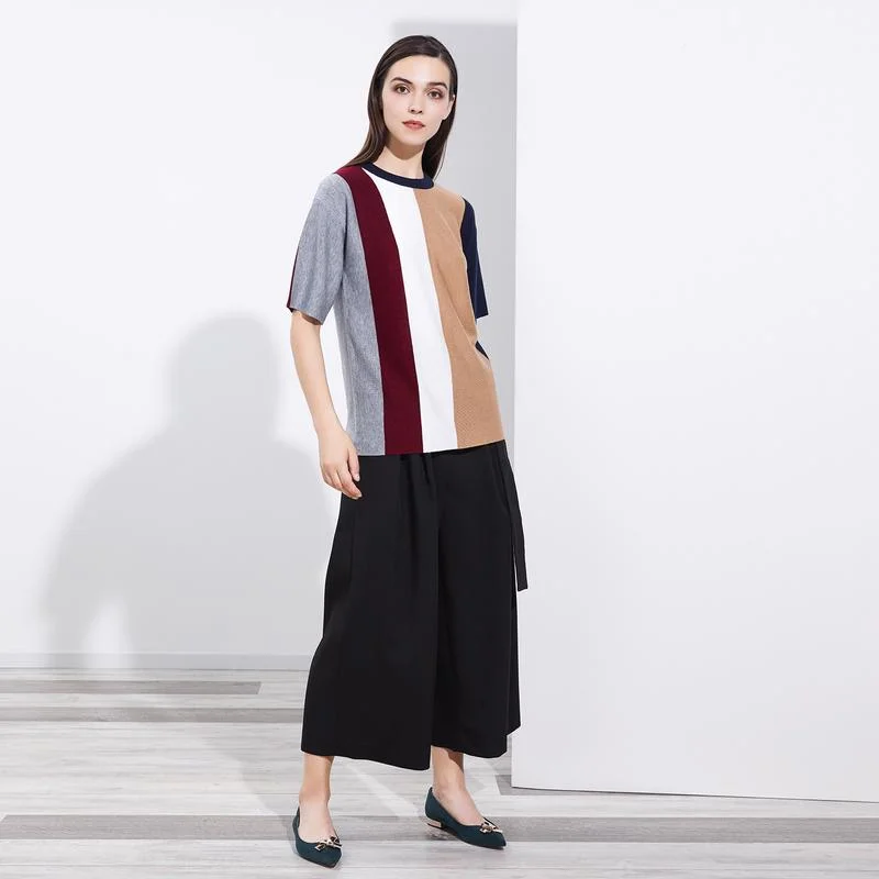 Loose Knitted ort Sve T-irt Women's Summer Casual Color Blo Thin round Ne Top Versatile f Sve Patchwork irt
Loose Knitted ort Sve T-irt Women's Summer Casual Color Blo Thin round Ne Top Versatile f Sve Patchwork irt