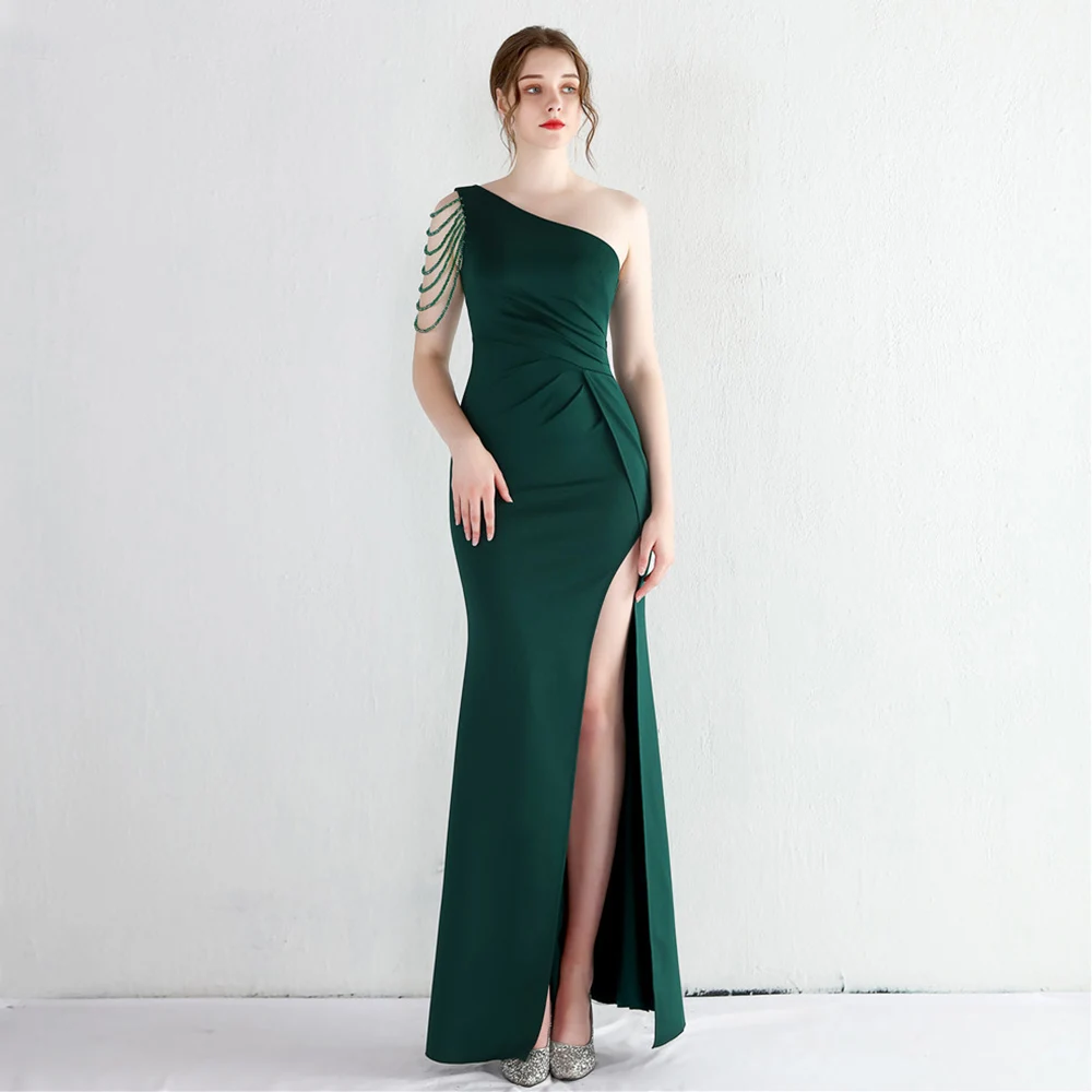Elegant One Shoulder Prom Dresses Sleeveless Green Crystal Beading Backless Women Party Banquet Dress Ankle Length Gowns
Elegant One Shoulder Prom Dresses Sleeveless Green Crystal Beading Backless Women Party Banquet Dress Ankle Length Gowns