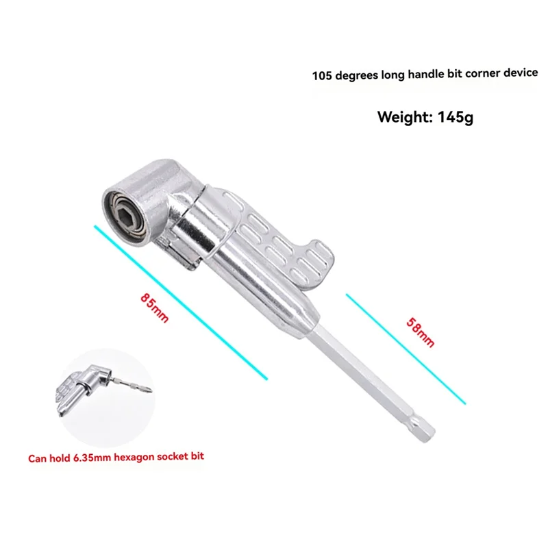 Upgraded 105 Degree Right Angle Drill Adapter Kit With Multifunction Bend Screwdriver For Tight Spaces (2.5In And 5.5In)-AT64
Upgraded 105 Degree Right Angle Drill Adapter Kit With Multifunction Bend Screwdriver For Tight Spaces (2.5In And 5.5In)-AT64