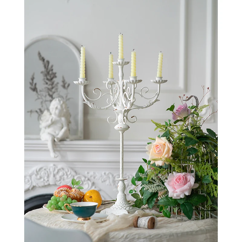 Wedding Vintage European Iron Candlestick White Candle Holder Stand 5 Candle Distressed Metal Candelabra
Wedding Vintage European Iron Candlestick White Candle Holder Stand 5 Candle Distressed Metal Candelabra