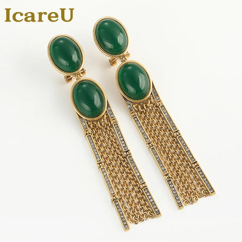 Vintage Long Drop Green Earrings Agate Luxury Evening Wear Gold Color Tassel High Quality Jewelry Designer Women Accessories
Vintage Long Drop Green Earrings Agate Luxury Evening Wear Gold Color Tassel High Quality Jewelry Designer Women Accessories