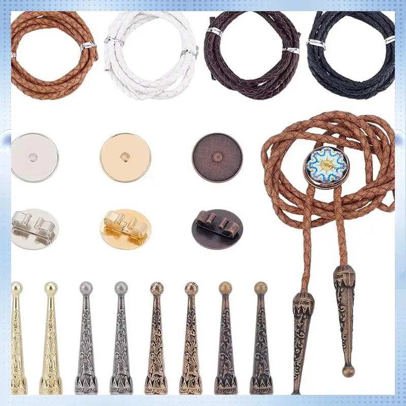 ABP-4 Sets Bolo Tie Making Kit Bolo Tie Tips Replacement End Caps Kit Flat Round Bolo Tie Buckle Accessories
ABP-4 Sets Bolo Tie Making Kit Bolo Tie Tips Replacement End Caps Kit Flat Round Bolo Tie Buckle Accessories