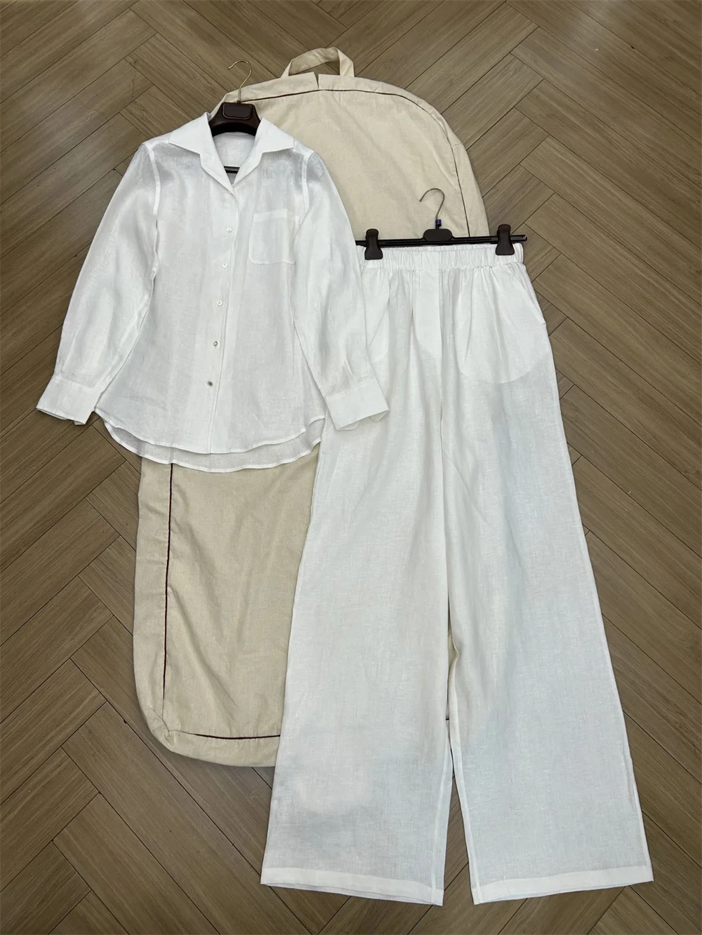 Summer Women's 2 Piece Set Linen Shirt With Elastic-Waist Casual Pants Suit
Summer Women's 2 Piece Set Linen Shirt With Elastic-Waist Casual Pants Suit