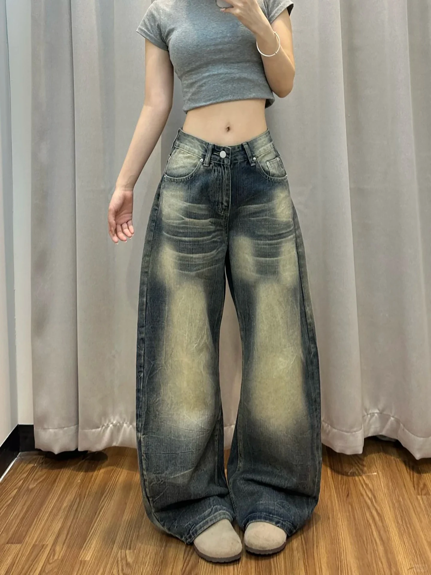 Retro Washed Gradient Dyed High Waist Women's Jeans Spring Loose Wide Leg Knife Long Pants Commute Style Comfortable Fit
Retro Washed Gradient Dyed High Waist Women's Jeans Spring Loose Wide Leg Knife Long Pants Commute Style Comfortable Fit