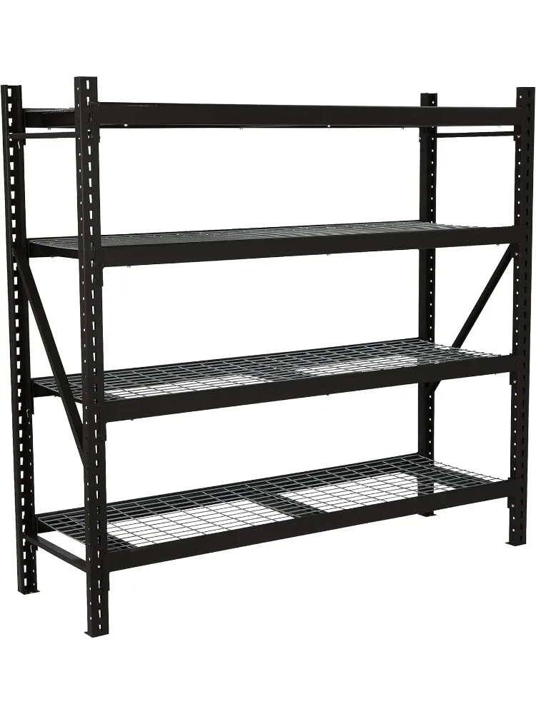 4-Tier Industrial Steel Shelving Unit, 8,000-Pound Load Capacity, Garage Storage Rack, 77" W x 24" D x 72" H
4-Tier Industrial Steel Shelving Unit, 8,000-Pound Load Capacity, Garage Storage Rack, 77" W x 24" D x 72" H
