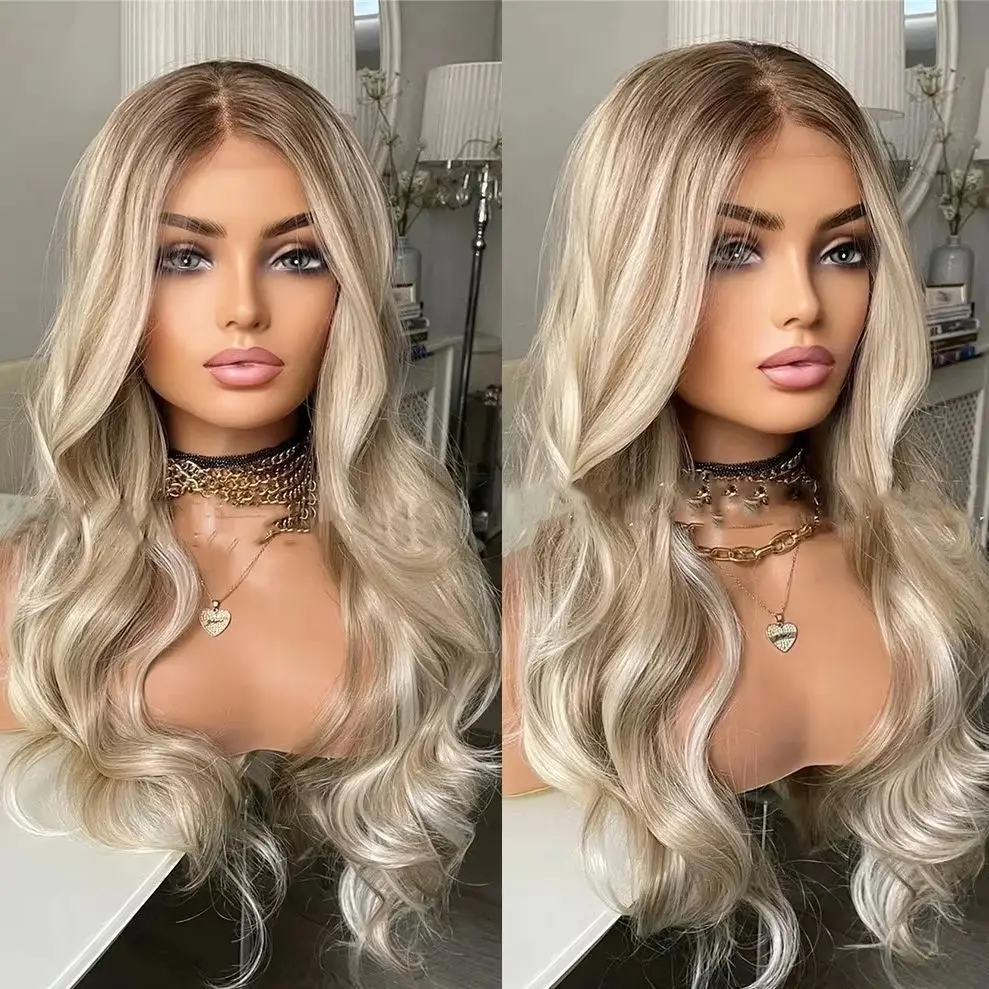 Invisible Transparent Highlight Ombre Platinum Blonde Wig with Dark Roots Party Synthetic And Blend Lace Wigs For Women Party
Invisible Transparent Highlight Ombre Platinum Blonde Wig with Dark Roots Party Synthetic And Blend Lace Wigs For Women Party