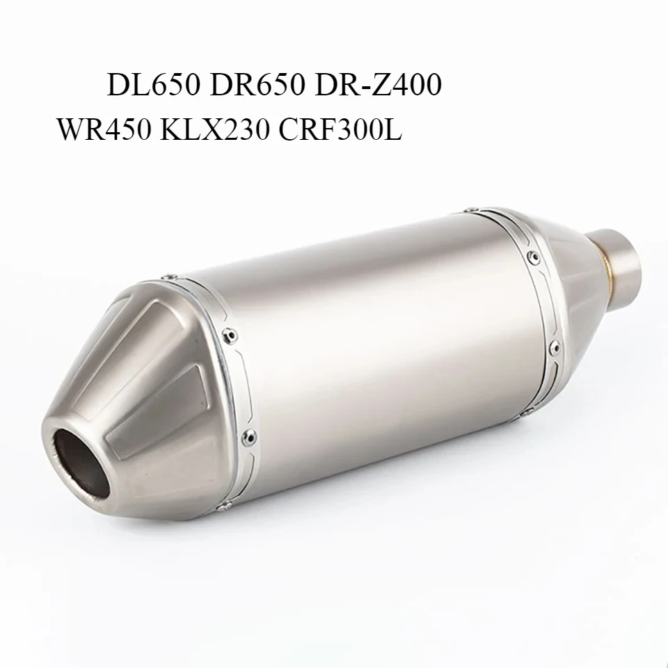 51mm universal motorcycle muffler scrambling motorcycle exhaust KLX250 CRF300L WR450 Cross-country motorcycle DRZ400 DR650 DL650
51mm universal motorcycle muffler scrambling motorcycle exhaust KLX250 CRF300L WR450 Cross-country motorcycle DRZ400 DR650 DL650