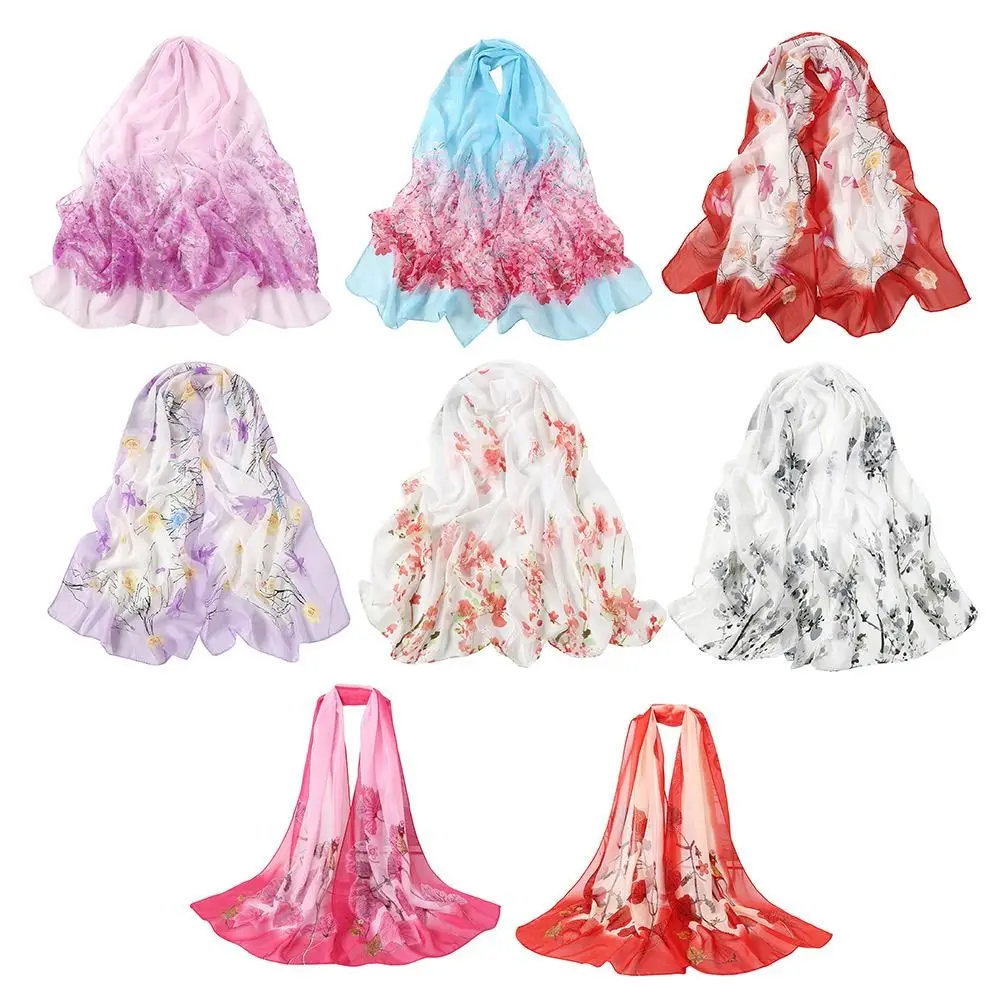 Elegant 160*50cm Chiffon Scarf Flower Print Sunscreen Shawl Silk Gradient Washable Spring Summer Scarf for Women
Elegant 160*50cm Chiffon Scarf Flower Print Sunscreen Shawl Silk Gradient Washable Spring Summer Scarf for Women