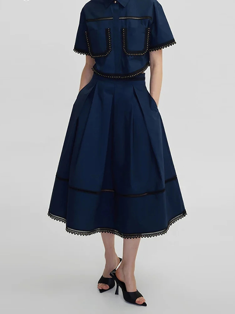 Solid Two Piece Sets For Women Lapel Short Sleeve Tops High Waist A Line Skirt Slimming Sets Female Fashion Style костюм женский
Solid Two Piece Sets For Women Lapel Short Sleeve Tops High Waist A Line Skirt Slimming Sets Female Fashion Style костюм женский