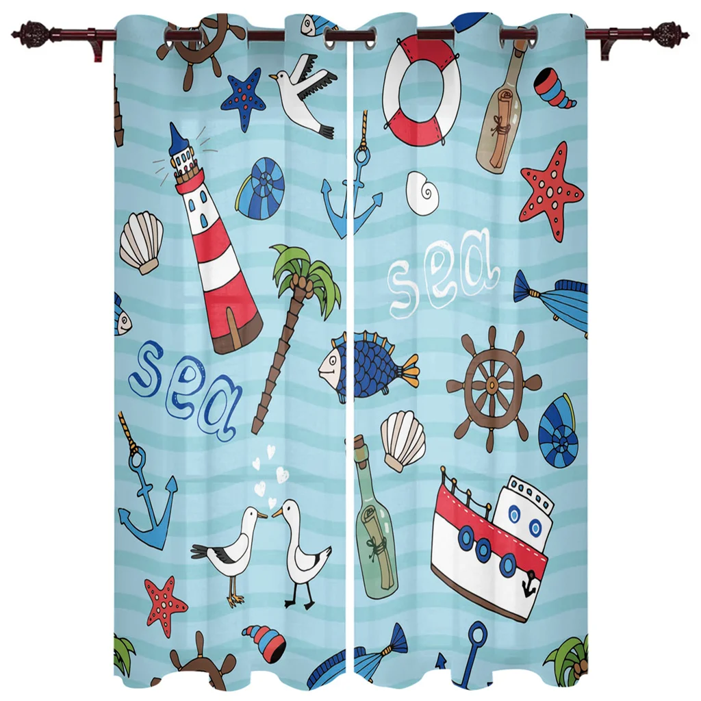 Cartoon Ready-made Marine Anchor Conch Sea Thin Window Curtains For Living Room Bedroom Kitchen Door Home Decor Blinds 2Pieces
Cartoon Ready-made Marine Anchor Conch Sea Thin Window Curtains For Living Room Bedroom Kitchen Door Home Decor Blinds 2Pieces