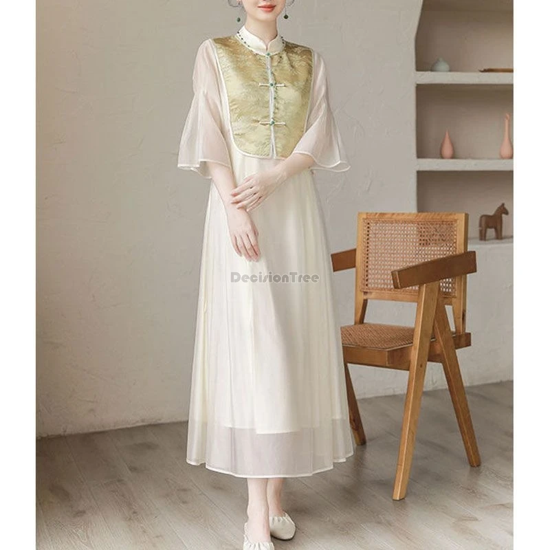 Лето 2022, новое китайское стильное улучшенное новое платье Cheongsam с воротником-стойкой и половиной рукавов, женское свободное элегантное платье Тан из пряжи
Лето 2022, новое китайское стильное улучшенное новое платье Cheongsam с воротником-стойкой и половиной рукавов, женское свободное элегантное платье Тан из пряжи