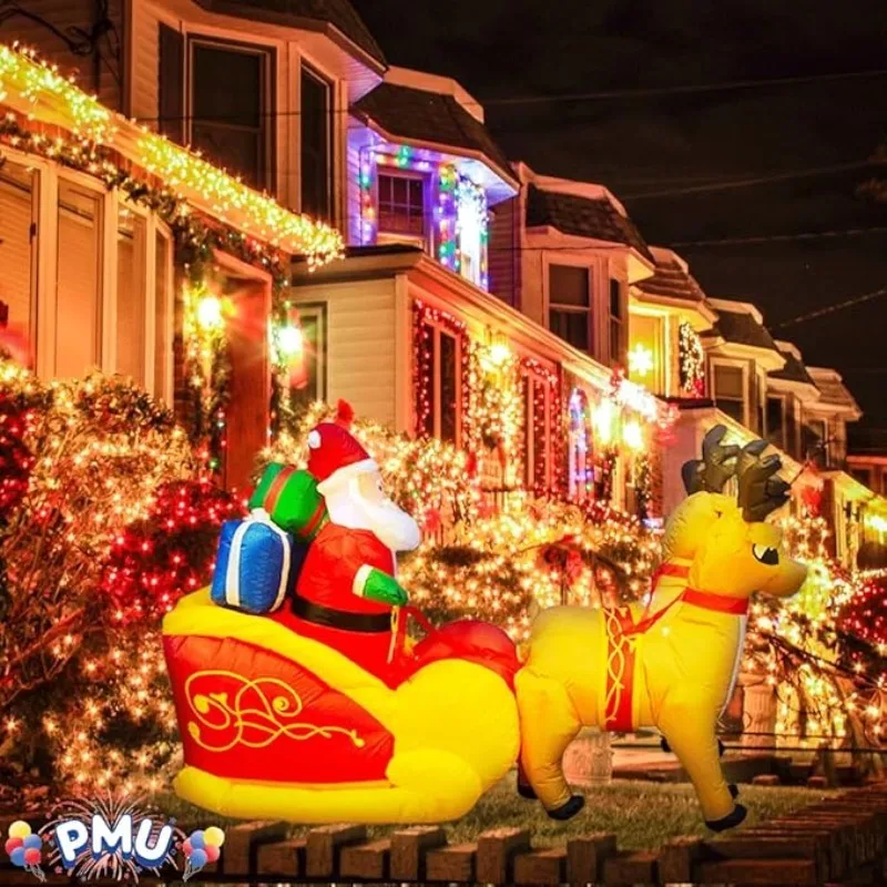 Рождественские надувные сани Санта-Клауса и пингвина с двумя огнями оленя, украшение для вечеринки для улицы, дома, двора
Рождественские надувные сани Санта-Клауса и пингвина с двумя огнями оленя, украшение для вечеринки для улицы, дома, двора