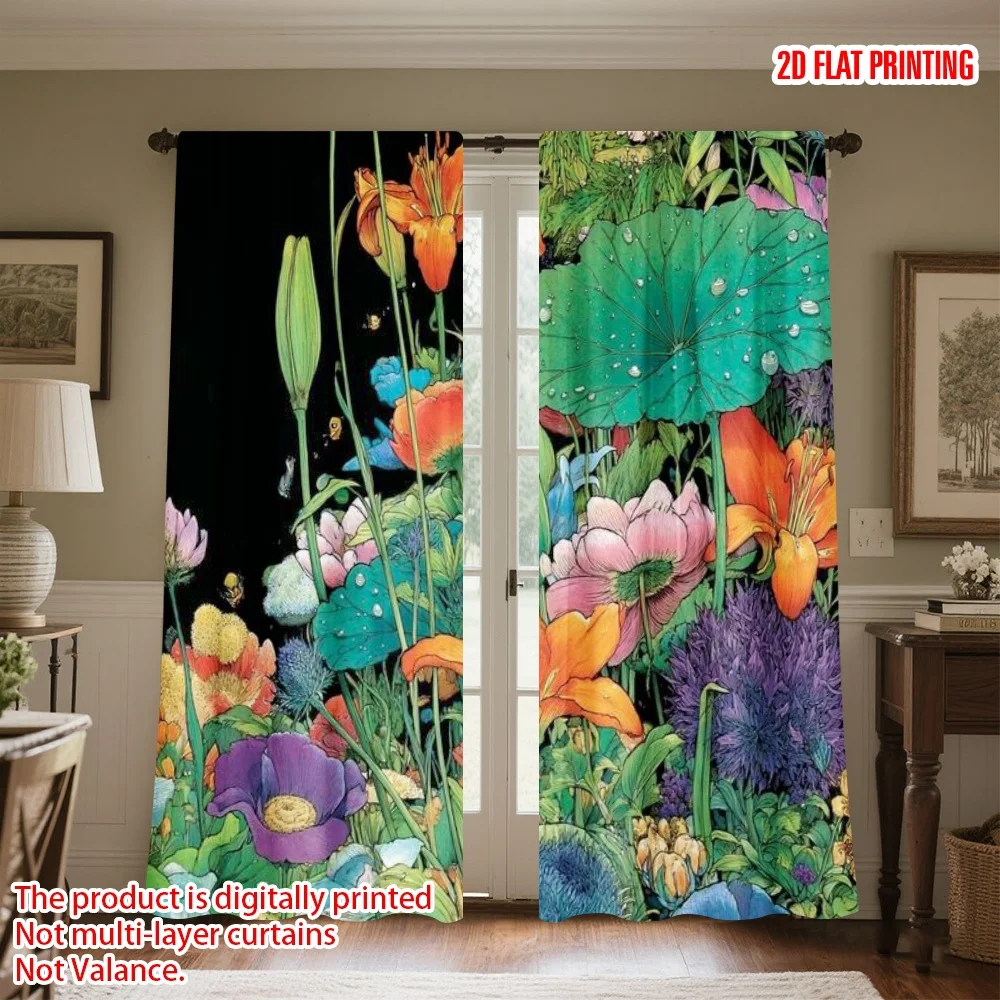 2D flat printing 2pcs Curtain Party Curtains Vibrant Summer Garden Flowers Digital Printed Polyester Drapes Holiday Decorations
2D flat printing 2pcs Curtain Party Curtains Vibrant Summer Garden Flowers Digital Printed Polyester Drapes Holiday Decorations