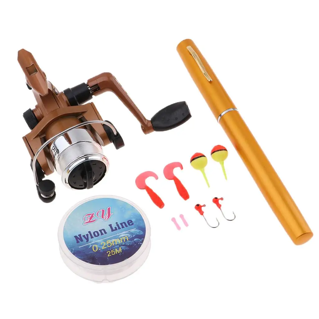 Mini Portable Pocket Fish Pen Shape Aluminum Alloy Fishing Rod Reel Gold
Mini Portable Pocket Fish Pen Shape Aluminum Alloy Fishing Rod Reel Gold