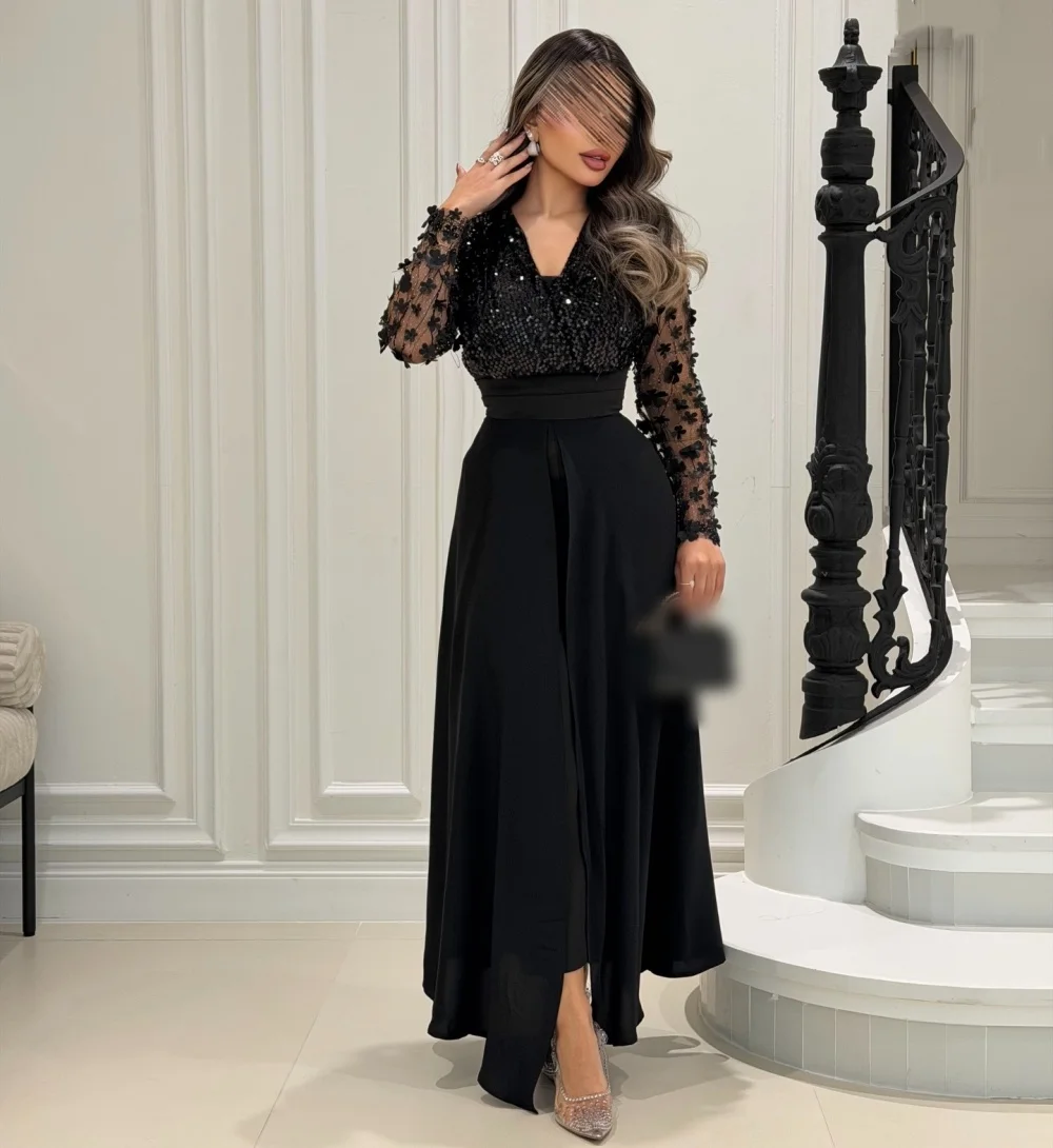 Customized High Quality Sparkle Evening Dress Applique Long Sleeves V-neck Pleat Midi Dresses Bespoke Occasion Party Elegant
Customized High Quality Sparkle Evening Dress Applique Long Sleeves V-neck Pleat Midi Dresses Bespoke Occasion Party Elegant