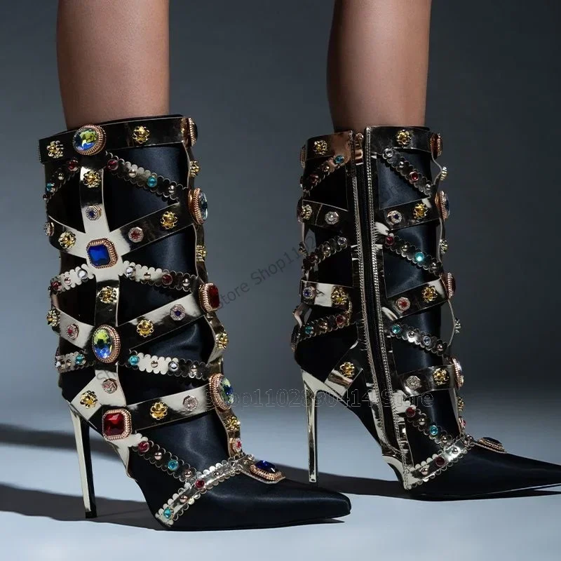 Colorful Crystal Black Purple Mid Calf Pointed Toe Boots Side Zipper Women Shoes Thin High Heels Runway 2023 Zapatos Para Mujere
Colorful Crystal Black Purple Mid Calf Pointed Toe Boots Side Zipper Women Shoes Thin High Heels Runway 2023 Zapatos Para Mujere