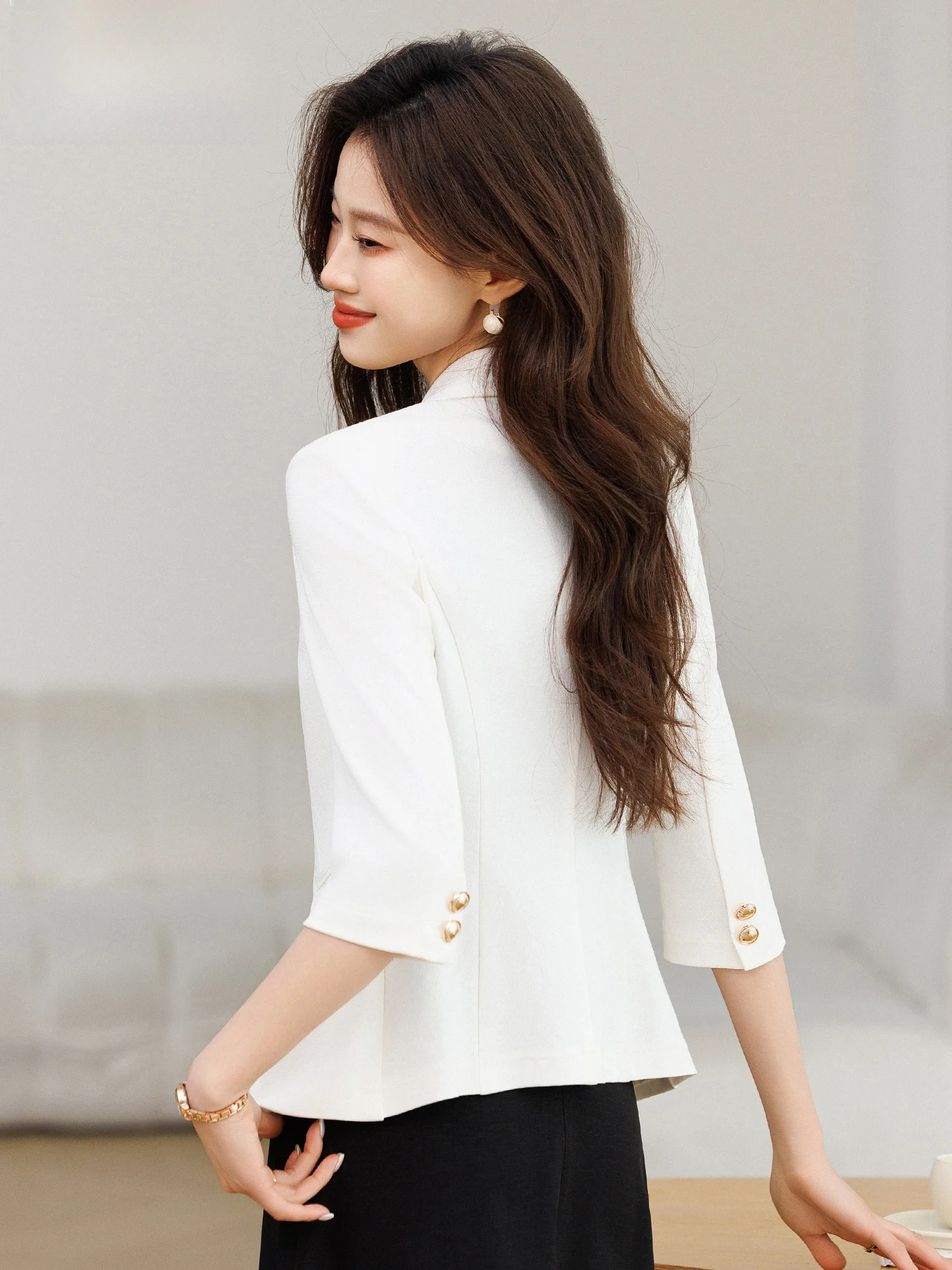 White Slim Fit Women's Spring Thin Seven-Quarter Sve Breathable Faionable Busin Suit Ele Waist-Cinching
White Slim Fit Women's Spring Thin Seven-Quarter Sve Breathable Faionable Busin Suit Ele Waist-Cinching