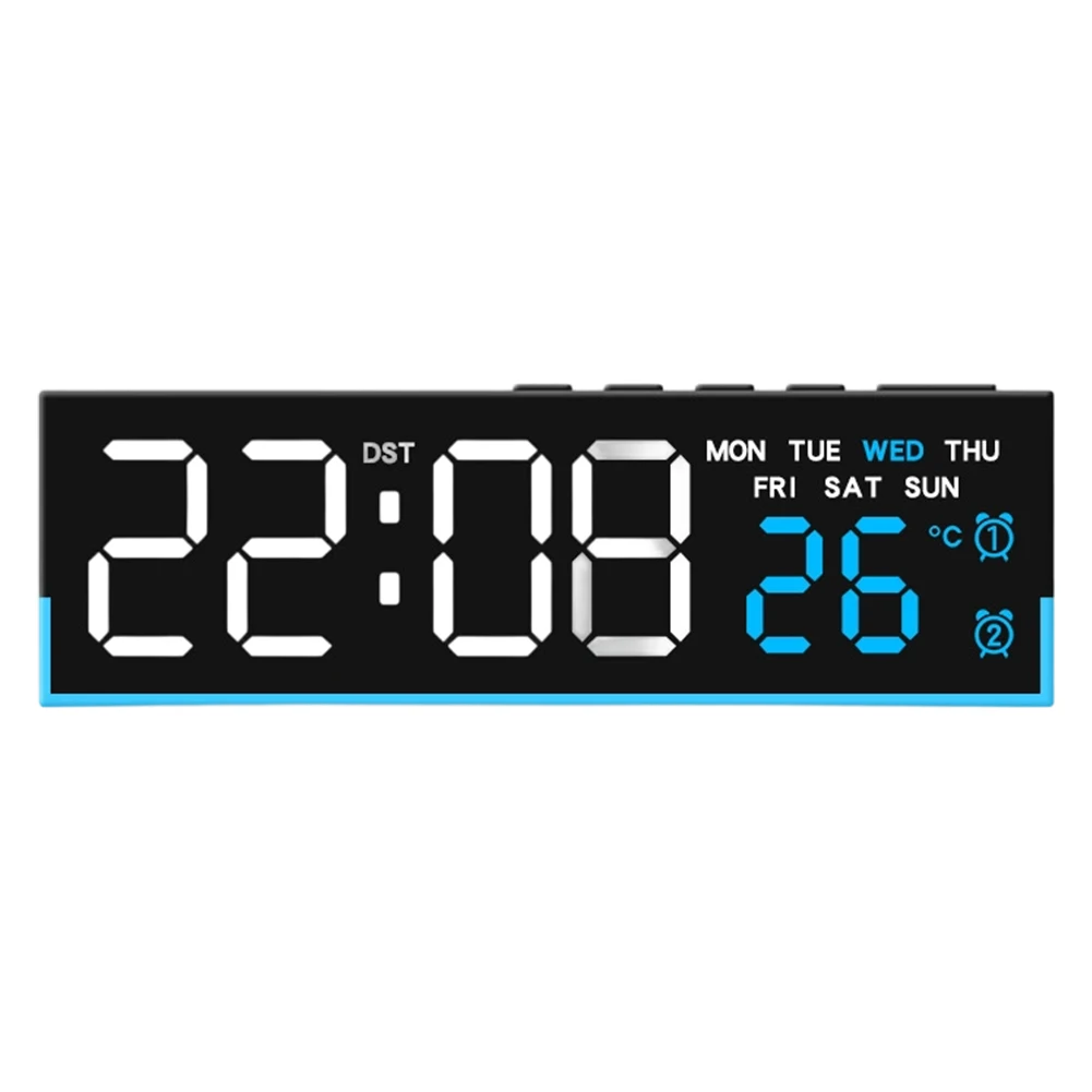 LED digital clock with soft illumination and temp display multifunctional electronic clock for bedroom living room black
LED digital clock with soft illumination and temp display multifunctional electronic clock for bedroom living room black