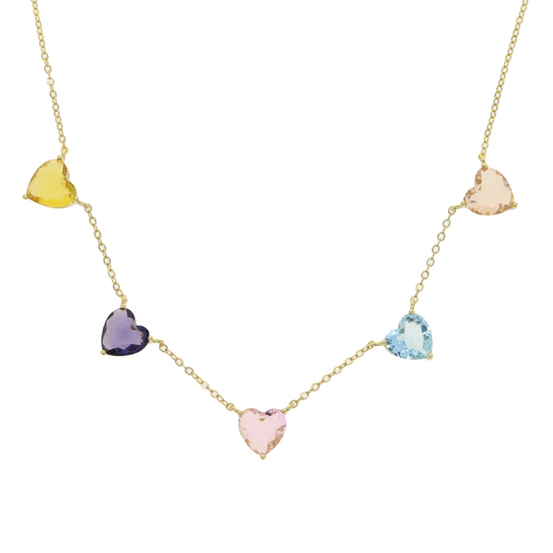 Fashion Colorful Jewelry 5Pcs Multi Color Heart Shaped Birthstone Charm Choker Women Necklace
Fashion Colorful Jewelry 5Pcs Multi Color Heart Shaped Birthstone Charm Choker Women Necklace