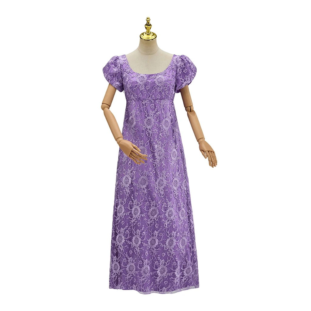 TV Series Cosplay Costume Women Victorian Regency Purple Lace Embroidery High Waistline Dress Medieval Tea Party Ball Gown
TV Series Cosplay Costume Women Victorian Regency Purple Lace Embroidery High Waistline Dress Medieval Tea Party Ball Gown