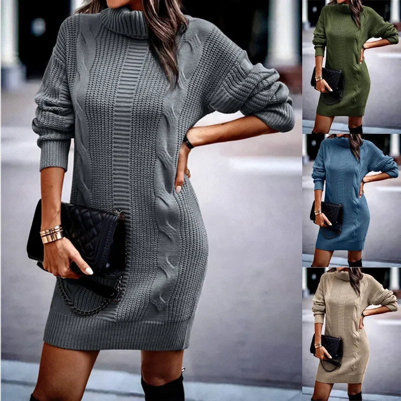 Women Autumn Winter Solid Color Turtleneck Mini Dress Sweater Jumper Knitted Long Sleeve Slim
Women Autumn Winter Solid Color Turtleneck Mini Dress Sweater Jumper Knitted Long Sleeve Slim