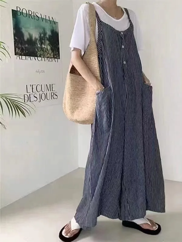 Повседневные женские брюки-комбинезон в полоску с широкими штанинами, свободного кроя, универсальные, из хлопковой ткани, прямые, для женщин
Повседневные женские брюки-комбинезон в полоску с широкими штанинами, свободного кроя, универсальные, из хлопковой ткани, прямые, для женщин