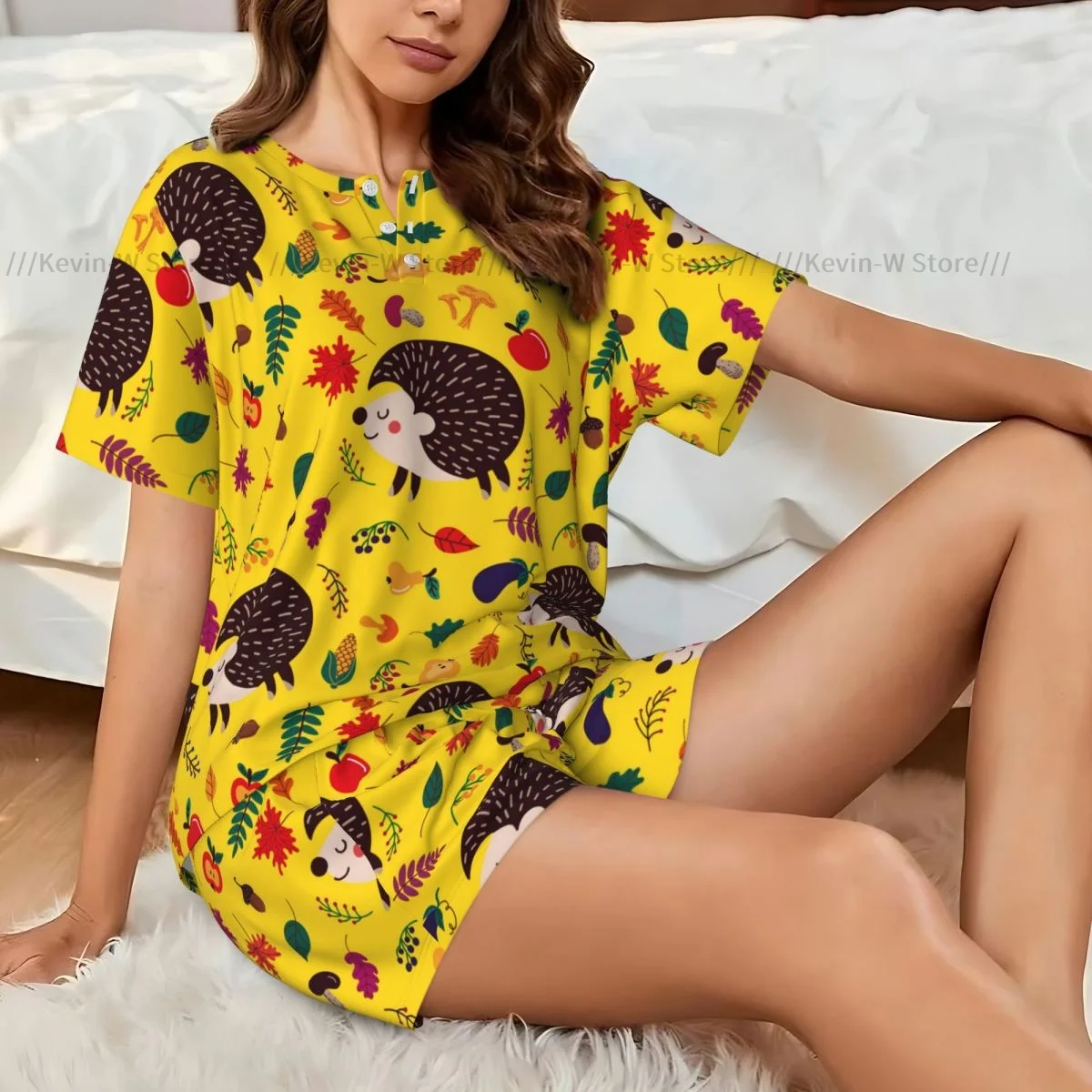 Women's Pajamas Short Sleeves Cartoon Hedgehogs 2 Pieces Female Summer Sleepwear Nightwear Homewear
Women's Pajamas Short Sleeves Cartoon Hedgehogs 2 Pieces Female Summer Sleepwear Nightwear Homewear