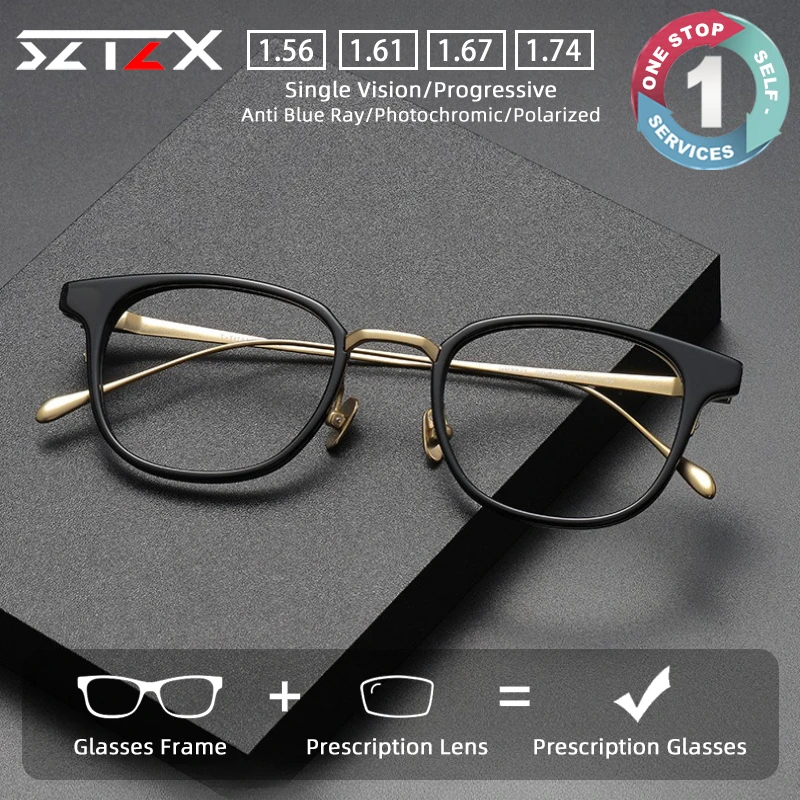 SZTZX Minimalist Lightweight Prescription Glasses Blue Light Blocking Acetate Frame Titanium Temple Progressive Myopia Eyewear
SZTZX Minimalist Lightweight Prescription Glasses Blue Light Blocking Acetate Frame Titanium Temple Progressive Myopia Eyewear