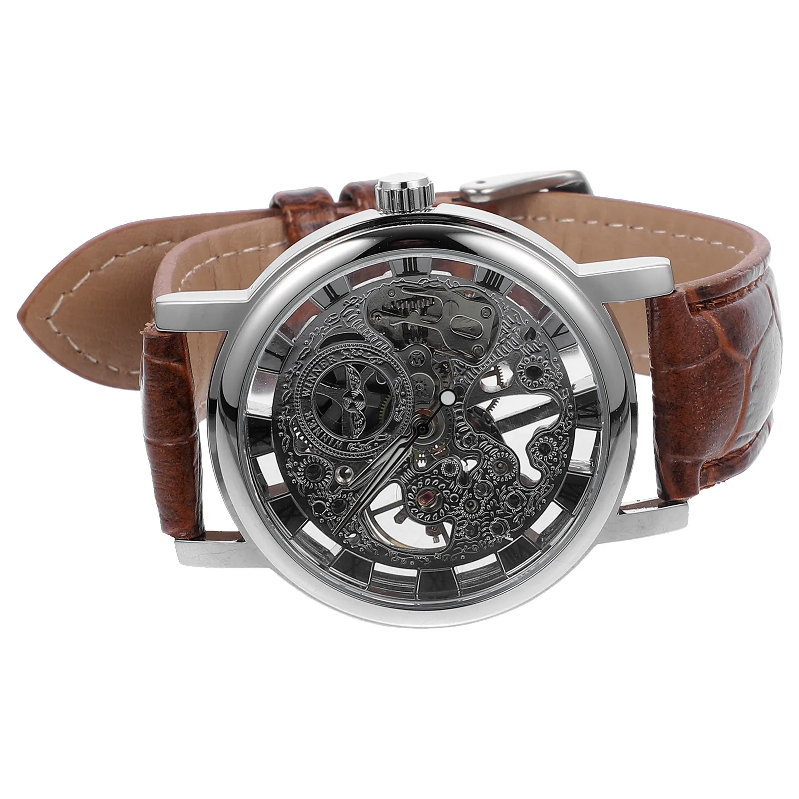 Winner 036 Men Mechanical Watch Silver Brown Hollow-Out Round Dial Manual Winding Pu Band Durable Alloy Stainless Steel
Winner 036 Men Mechanical Watch Silver Brown Hollow-Out Round Dial Manual Winding Pu Band Durable Alloy Stainless Steel