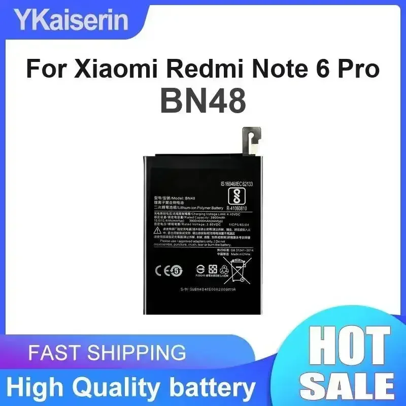 BN48 Mobile Phone Battery Hardwearing 4000mAh Strong Compatibility For Xiaomi Redmi Note 6 Pro
BN48 Mobile Phone Battery Hardwearing 4000mAh Strong Compatibility For Xiaomi Redmi Note 6 Pro