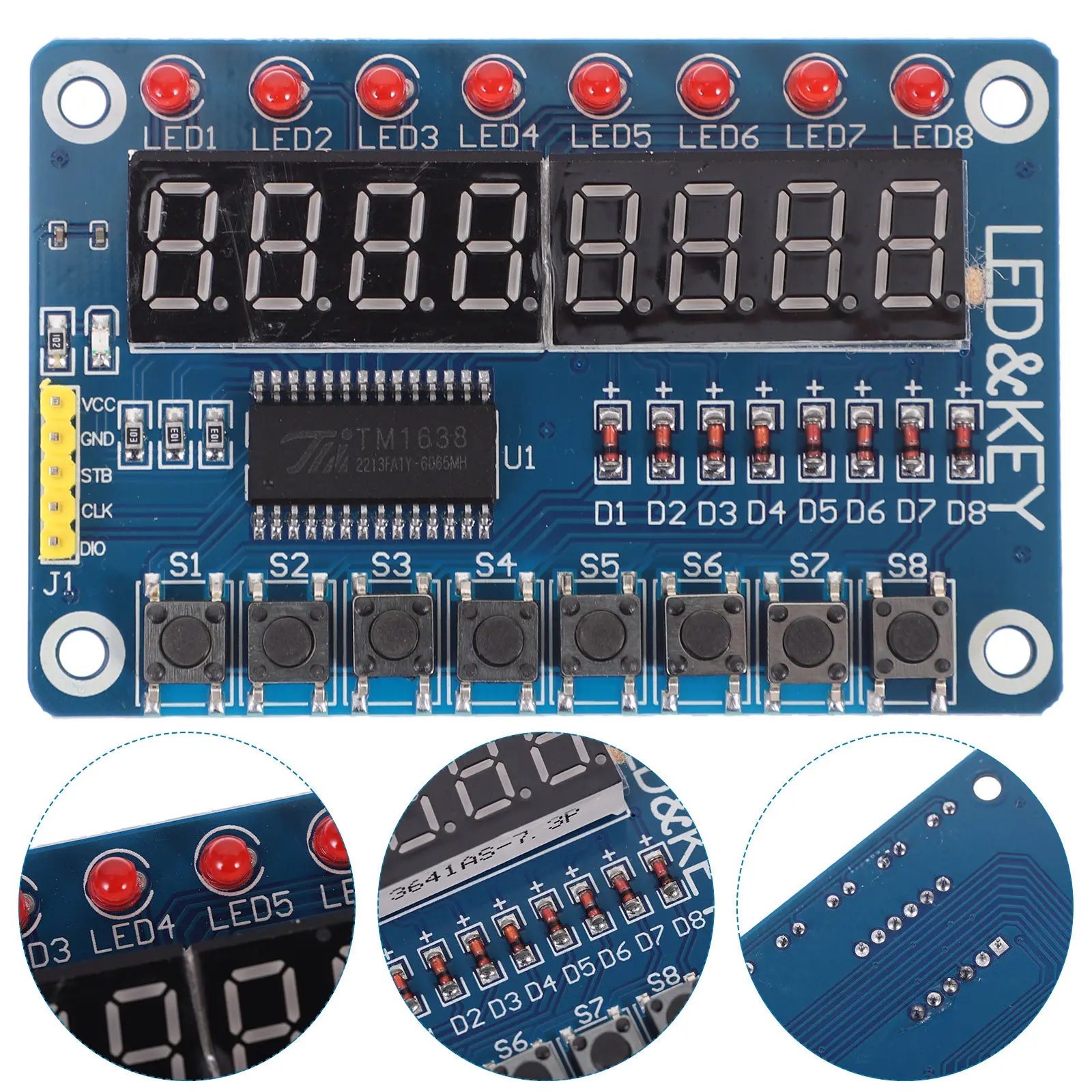 4Pcs Tm1638 8 Keys Display -Digit LED Digital Tube Premium Workmanship Resource-Saving Design for Microcontroller