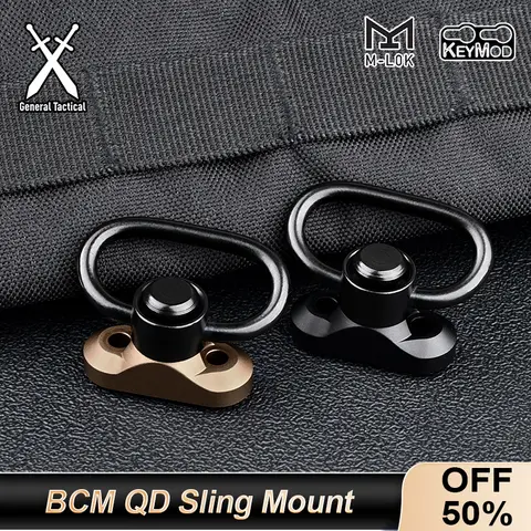 Tactical Metal BCM QD Sling Mount Fit MLOK KEYMOD Rail M4 AR15 Mounted Base Swivel Strap Buckle Quick Release Button Hunting