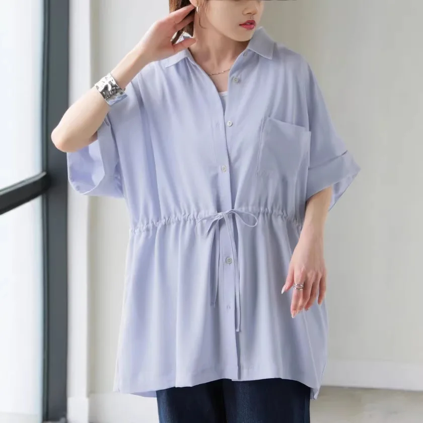 2026 Summer New Style Casual Drawstring Waist Shirt For Women, Loose Mid-Sleeve Chiffon Blouse, Elegant Commuting Top
2026 Summer New Style Casual Drawstring Waist Shirt For Women, Loose Mid-Sleeve Chiffon Blouse, Elegant Commuting Top
