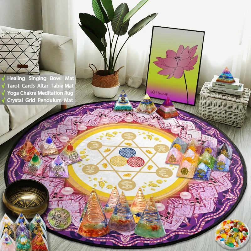 Metatron's Cube Round Rug Buddhist Meditation Mat Flower Of Life Energy Carpets Crystal Grid Altar Tarot Card Singing Bowl Pads
Metatron's Cube Round Rug Buddhist Meditation Mat Flower Of Life Energy Carpets Crystal Grid Altar Tarot Card Singing Bowl Pads
